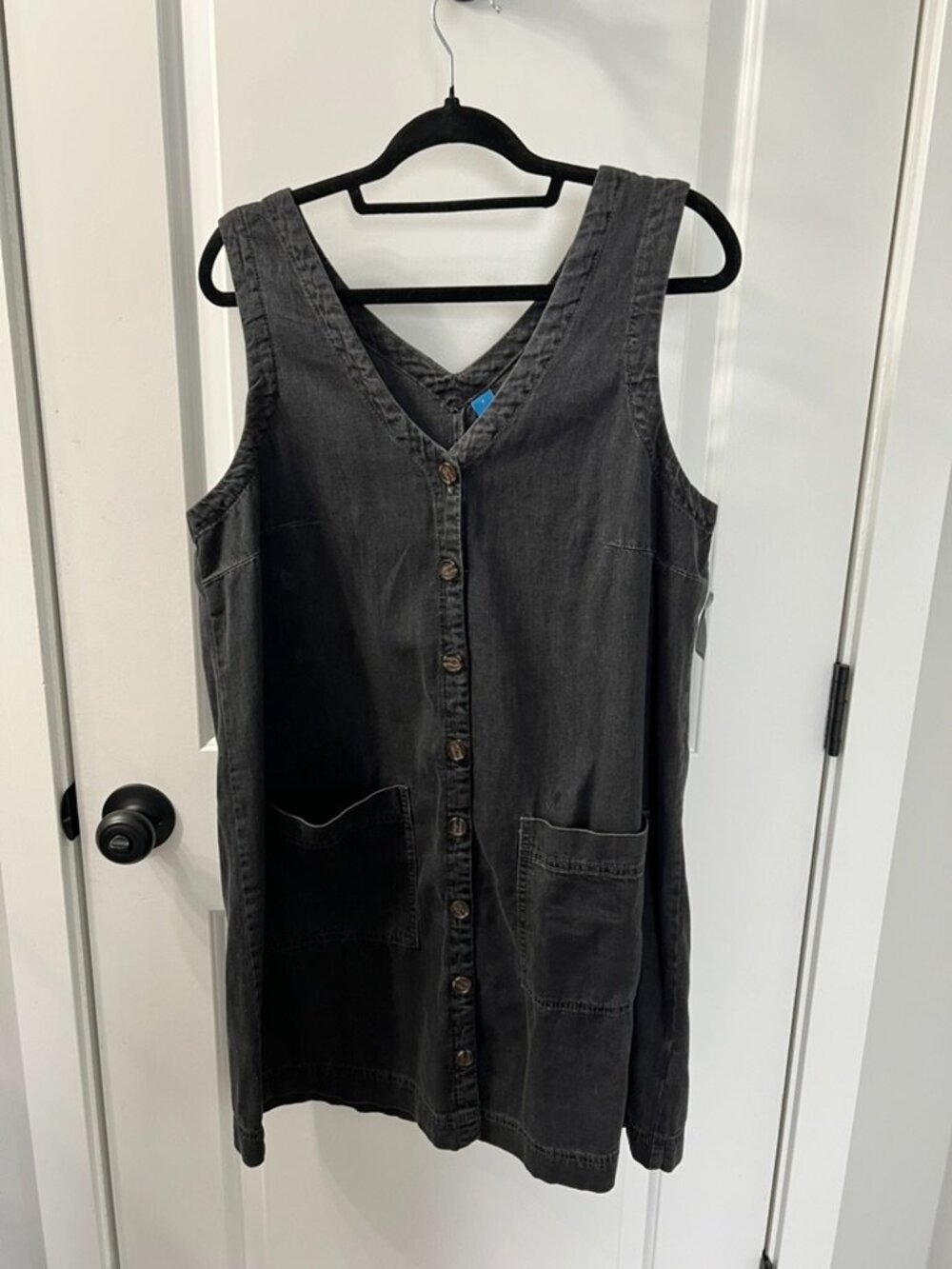 Old Navy NWT Black Denim Button Front Shift Dress Large